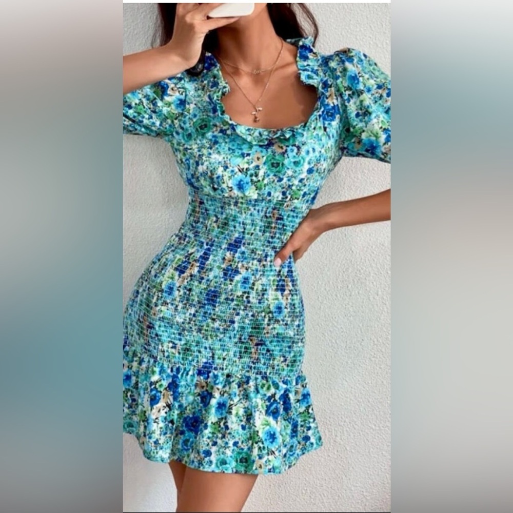 Zara Blue Floral Mini Dress